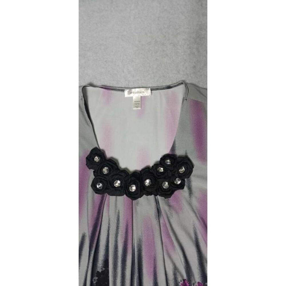 Dressbarn Sleeveless Blouse Womens Size 14/16 Floral Purple Gem Flowers Stretch - Picture 3 of 13